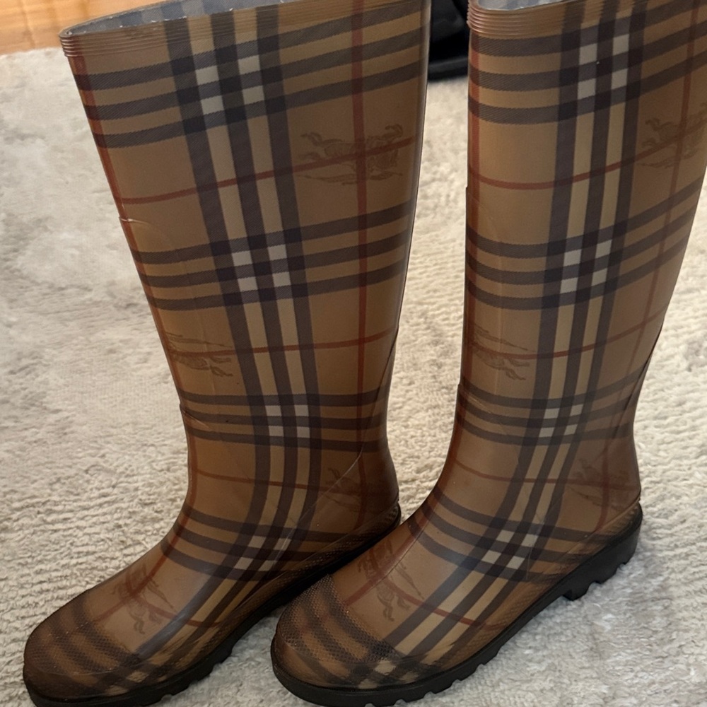 Plaid Knee-High Rain Boots